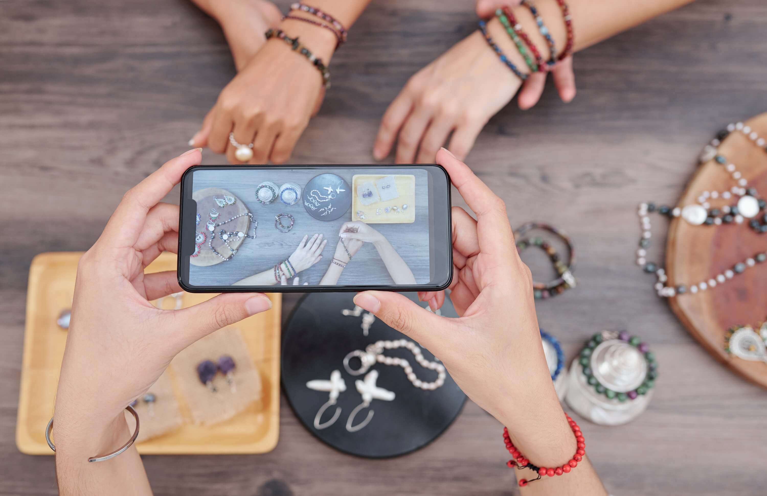Hands capturing the jewelry creation process, showcasing craftsmanship storytelling.